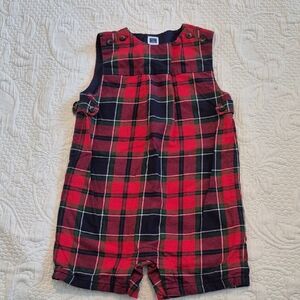 Janie and Jack boys 18 - 24 months plaid flannel romper EUC